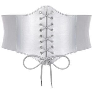 1767 Black Corset Waist Belt For Women, Wide Elastic Tie Waspie Belt